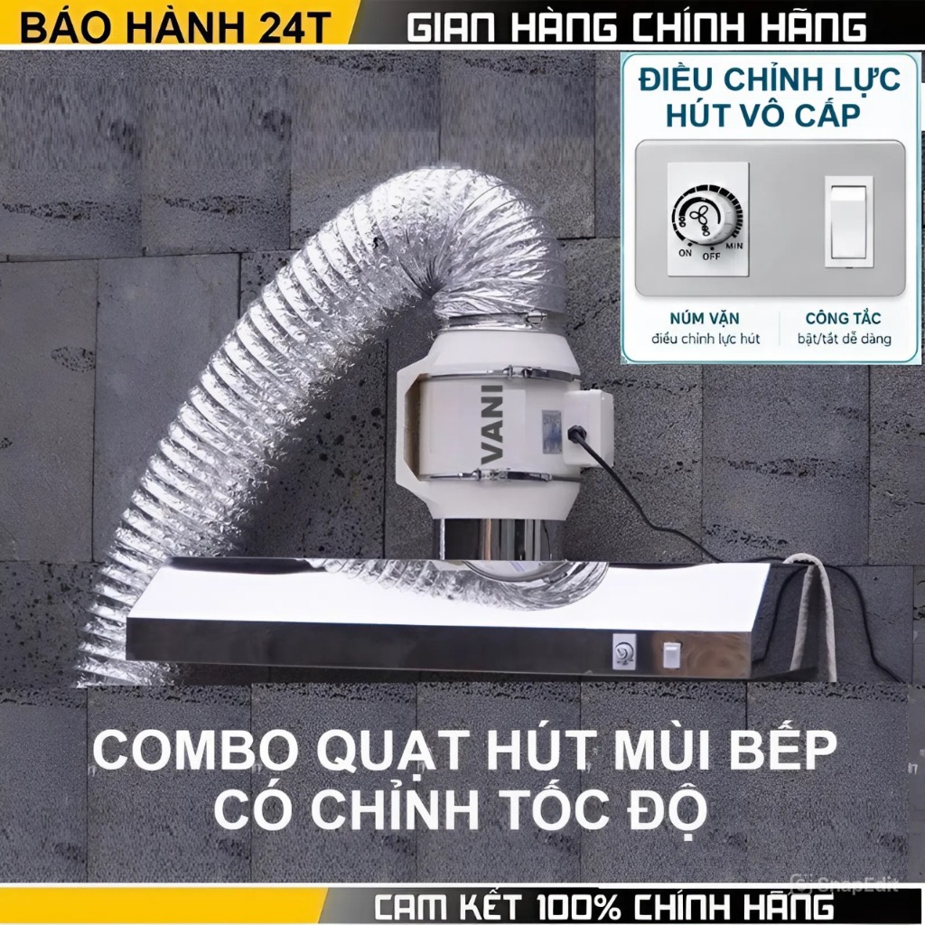 Máy hút mùi bếp HF125 - HF150 - HF 200 có chiết áp chỉnh tốc độ