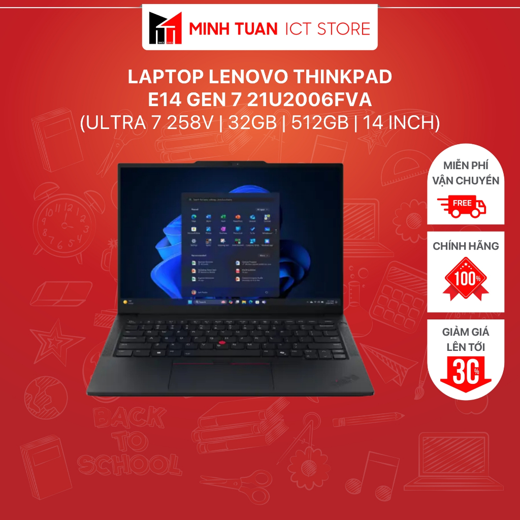 [TẶNG KÈM CHUỘT] Laptop Lenovo ThinkPad E14 Gen 7 21U2006FVA (Ultra 7 258V | 32GB | 512GB | 14 inch)