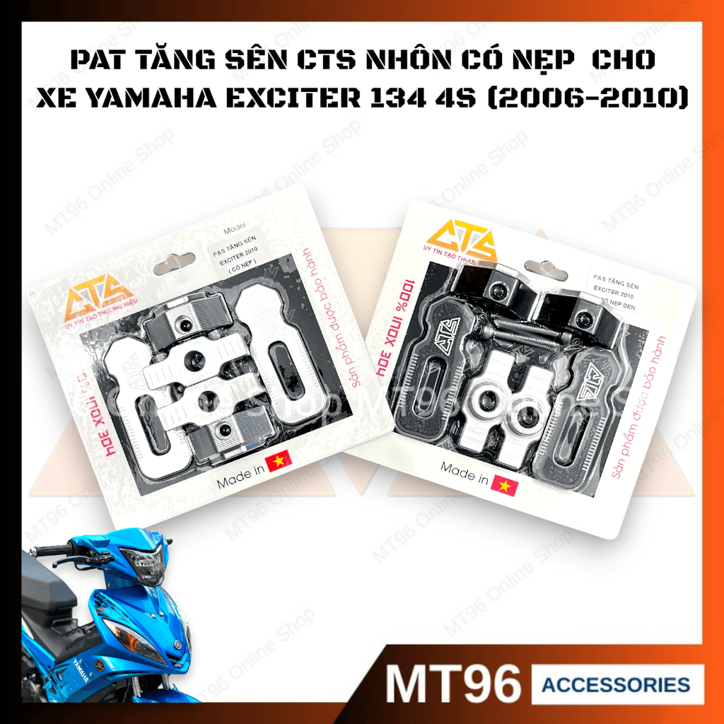 Bộ Pát Tăng Sên Âm Nhôm Cnc Kèm Nẹp CTS Cho Exciter 135 4s (2006-2010), Ex 2010, Ex135 4s
