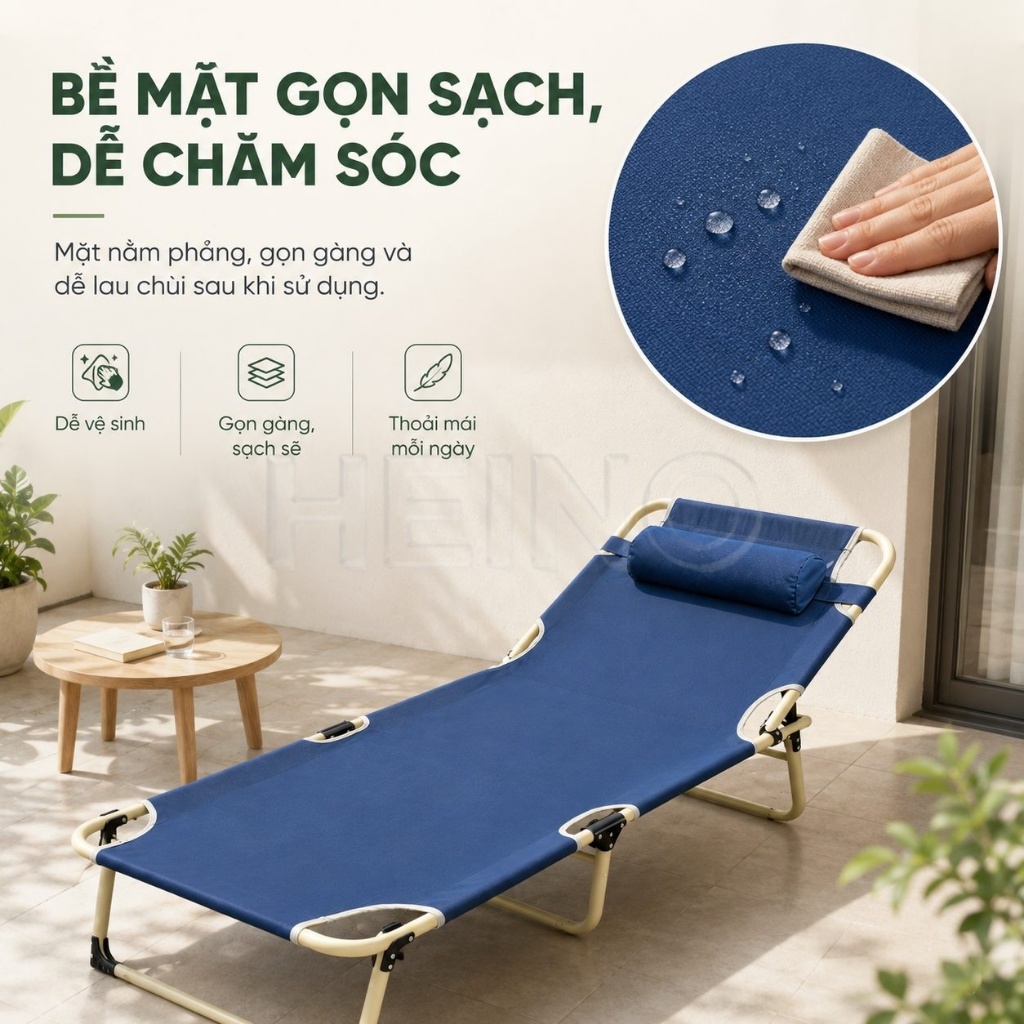 HEINO Ghế Nằm Gấp Gọn Thư Giãn Có Gối Điều Chỉnh 4 Mức Dễ Cất Gọn Cho Văn Phòng Ban Công | BigBuy360 - bigbuy360.vn