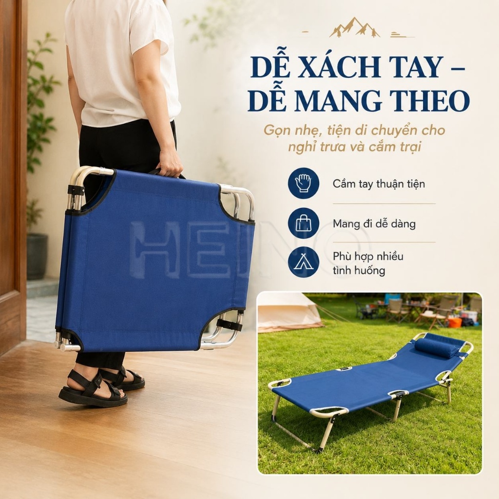 HEINO Ghế Nằm Gấp Gọn Thư Giãn Có Gối Điều Chỉnh 4 Mức Dễ Cất Gọn Cho Văn Phòng Ban Công | BigBuy360 - bigbuy360.vn