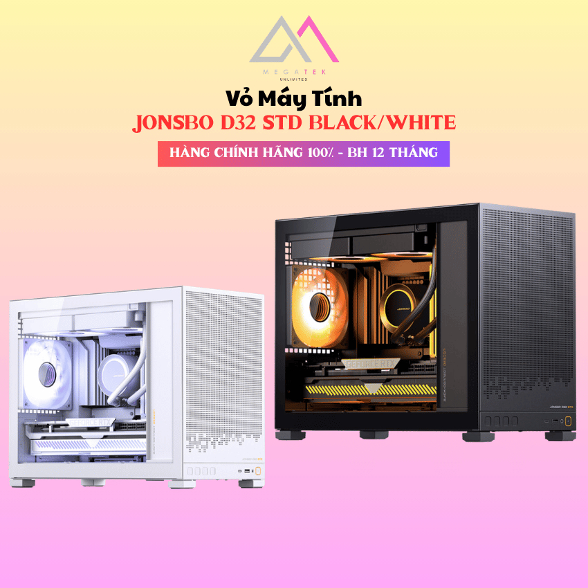 Vỏ Case JONSBO D32 STD BLACK/WHITE (Đen/Trắng|M-ATX/ITX)-Hàng chính hãng-BH 12TH