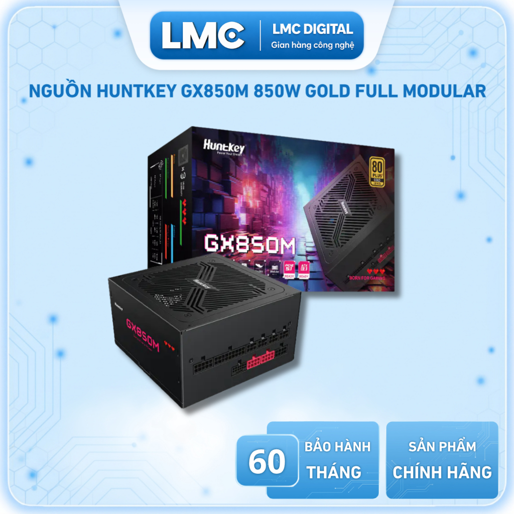 Nguồn máy tính Huntkey GX850M ( 850W - 80 Plus Gold - Full Modular - ATX - Đen )