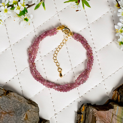 Vòng Tay Tourmaline Nhỏ Hồng Phấn Xoắn 3ly Lắc Tay Đá Phong Thủy - Ngọc Trai Trường Thịnh