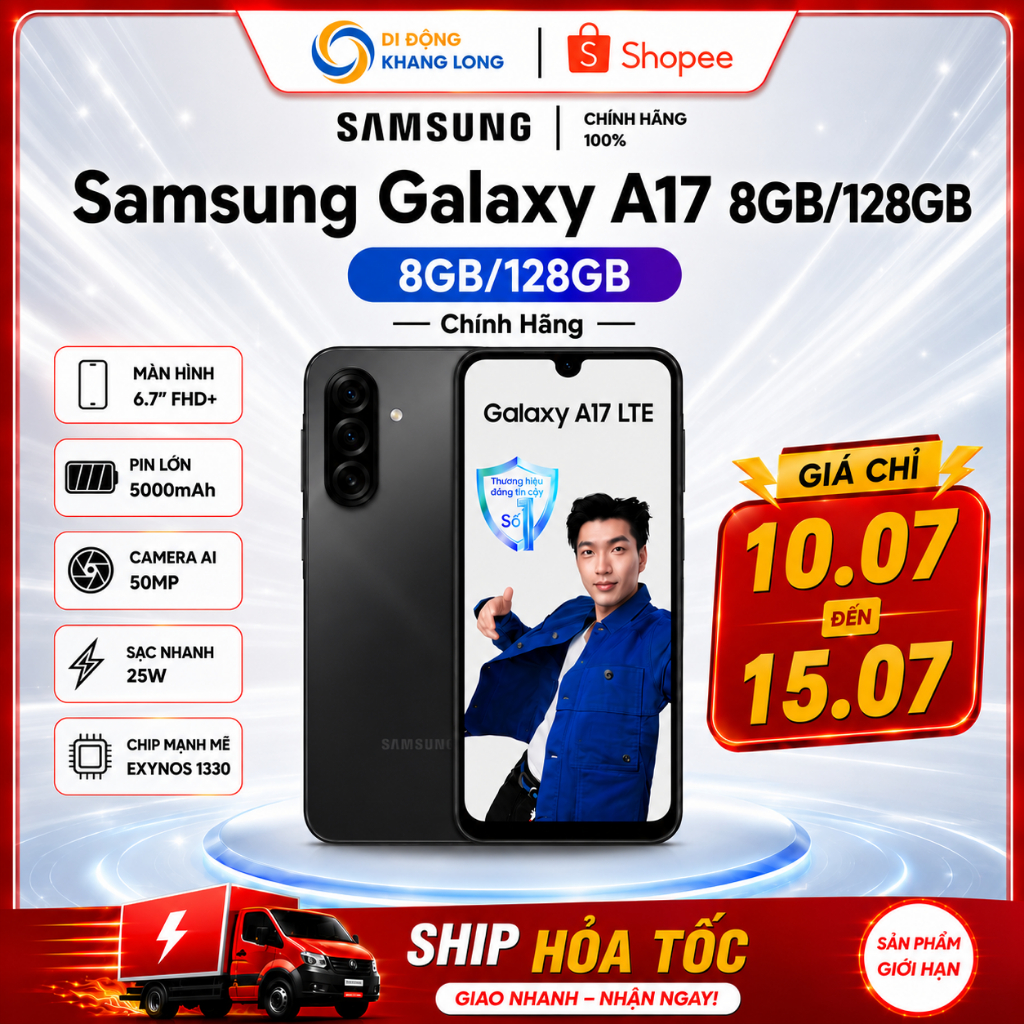 Điện thoại Samsung Galaxy A17 4G 8GB/128GB - Hàng Chính Hãng.