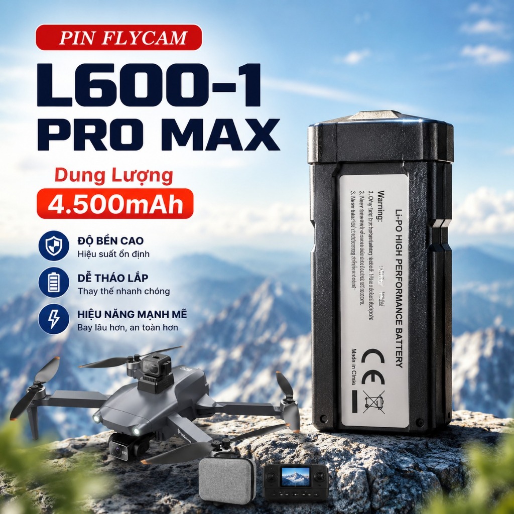 Pin Flycam L600 Pro Max, Pin Flycam K812 Max,Drone,L600-1 Pro Max dung lượng 4500mAh 7,4V hàng chính