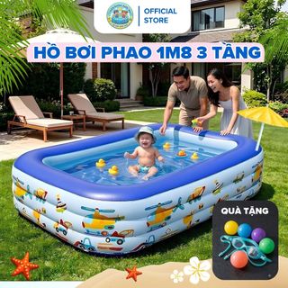 [Tặng Quà] Bể Bơi 3M, Phao Bơi Cho Bé, Hồ Bơi 2 Tầng, 3 Tầng Đáy Đôi Đủ Các Kích Cỡ