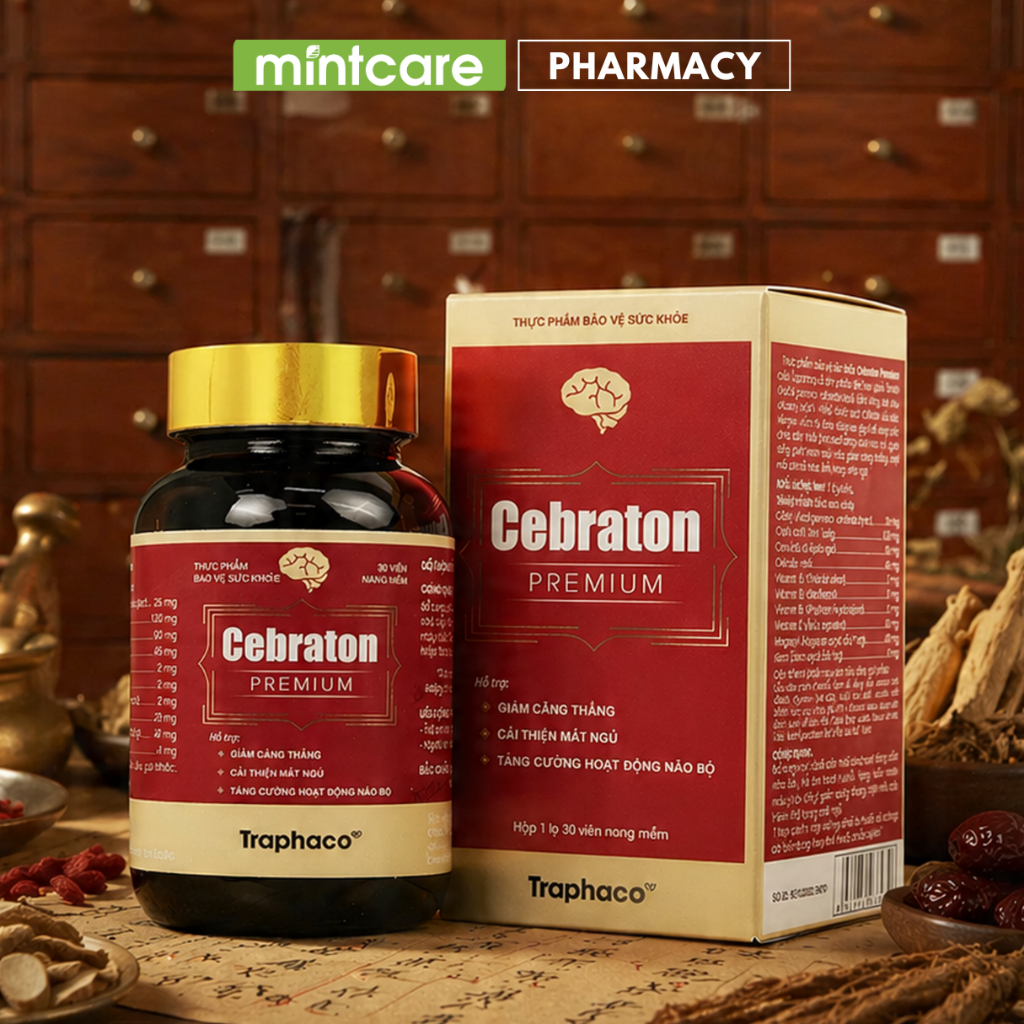 CEBRATON PREMIUM TRAPHACO Bổ Sung Vitamin Cho Não Bộ, Tăng Tuần Hoàn Máu Não Hộp 30 Viên