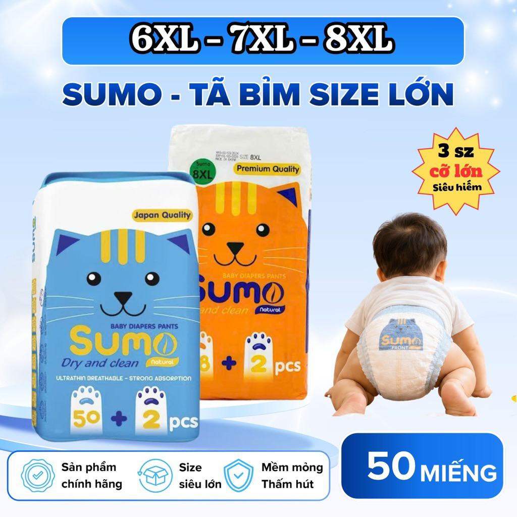 Bỉm Quần size lớn Sumo 6XL-7XL-8XL >40kg