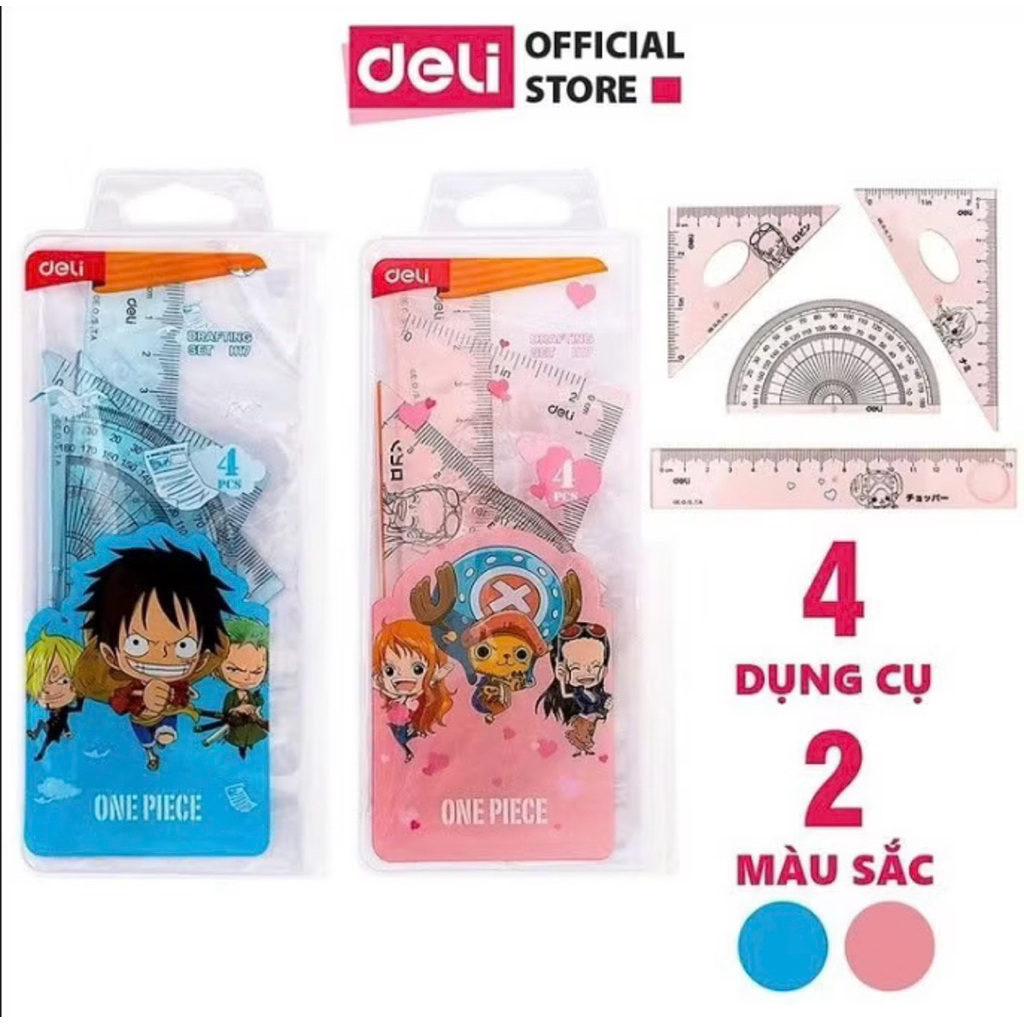 Bộ 4 Cây Thước Deli H17 15cm ( Hàng chính hãng) Bền Đẹp Giao Màu Ngẩu Nhiên
