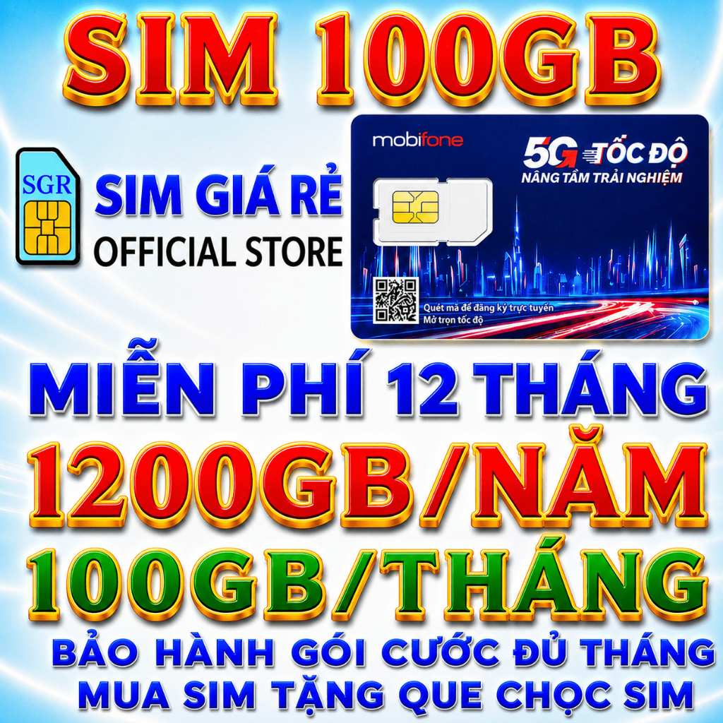 Sim 4G 5G Mobi trọn gói không nạp tiền 12MDT150, 6MDT150, 12MDT50, MDT350, MDT255, 100GB, 150GB