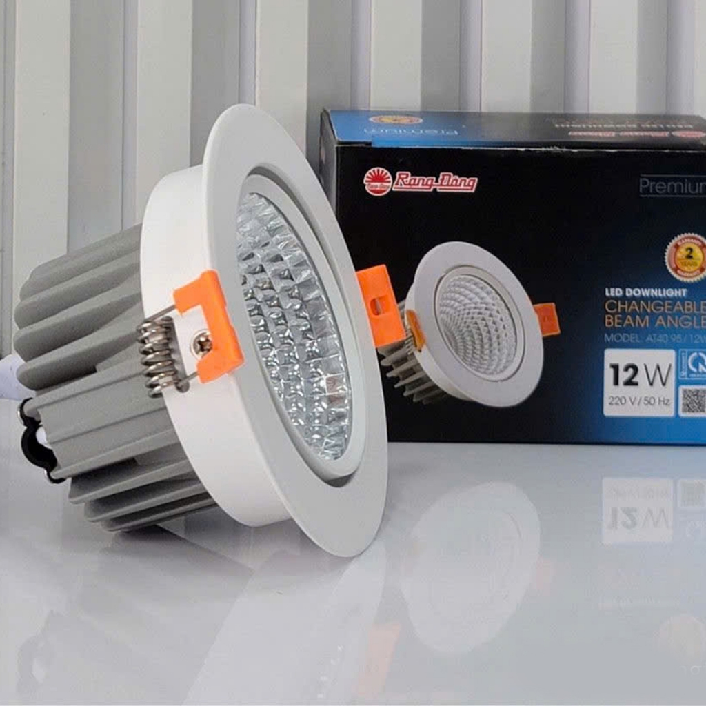 Đèn LED Spotlight Rạng Đông Xoay Góc AT40 95/12W,Thiết Kế Nhỏ Gọn, Chiếu Sáng Linh Hoạt