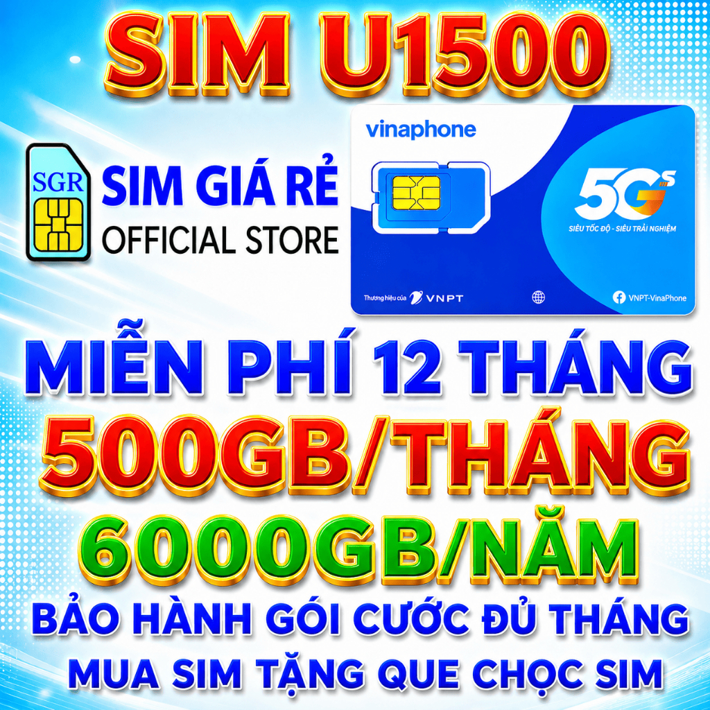 Sim 4G 5G Vinaphone trọn gói 1 năm U1500, BIG50Y, FHAPPY, TD49, D500, 12SODA - Shop sim giá rẻ