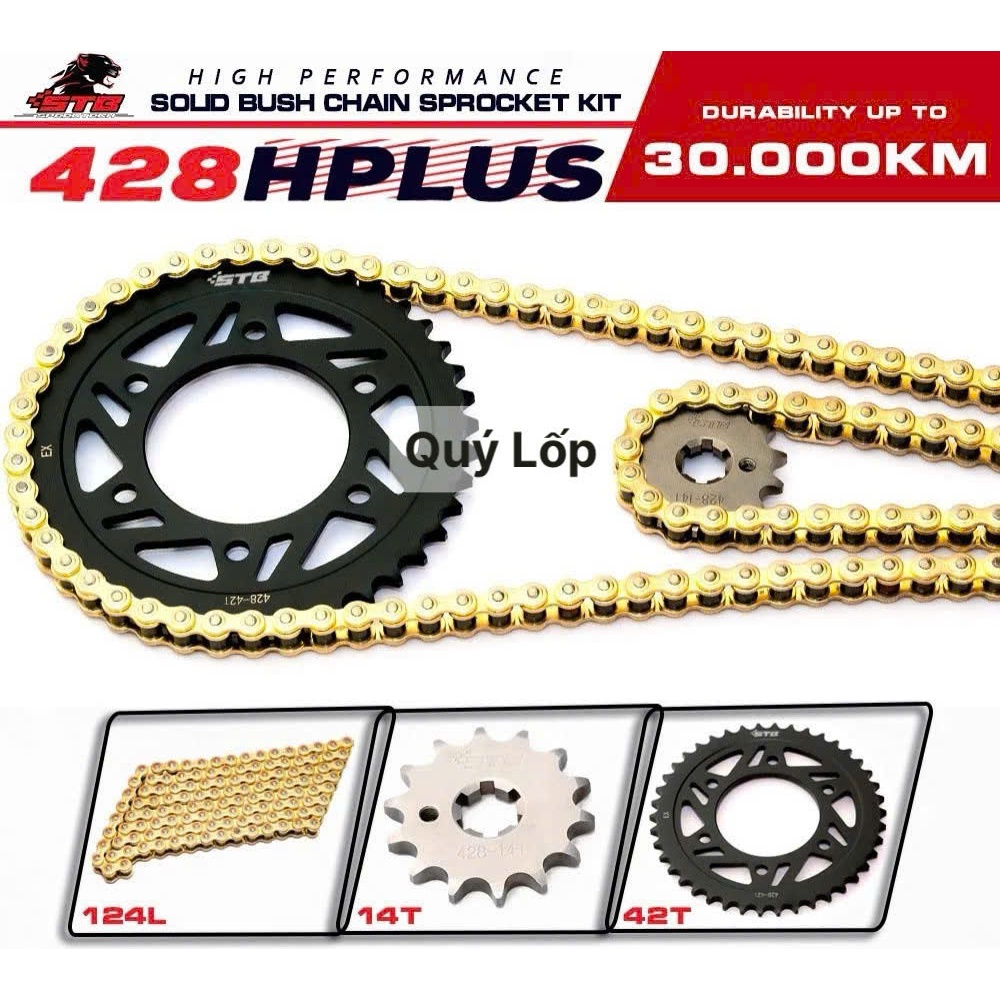 Bộ Nhông Sên Dĩa STB 10LY SÊN HPLUS Con Lăn Đúc Mắt Sên Gắn Cho Nhiều Dòng Xe