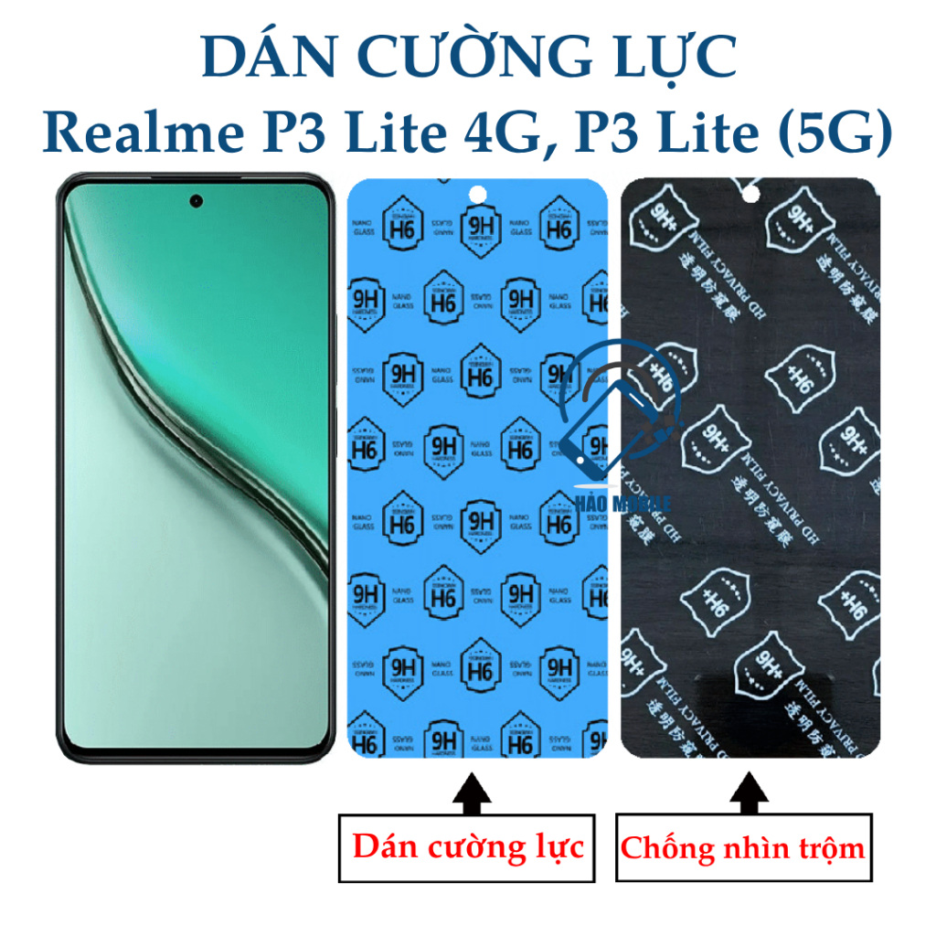 Dán cường lực dẻo nano Realme P3 Lite 4G, P3 Lite (5G) trong suốt và chống nhìn trộm