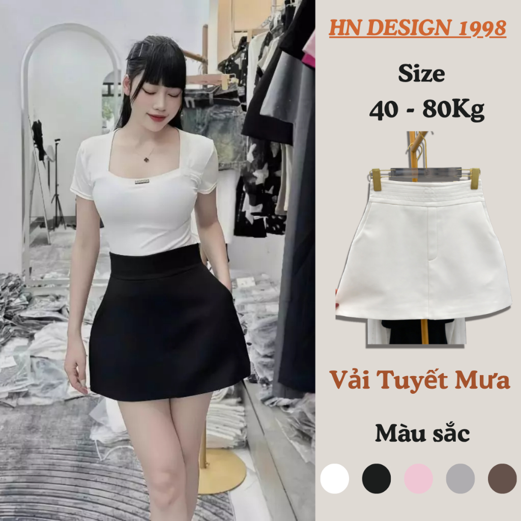 Chân Váy Chữ A 3 Lớp Bồng Nhẹ Cạp Cao Che Mỡ Bụng, Có Quần Bảo Hộ Có Túi Nữ HN DESIGN 188