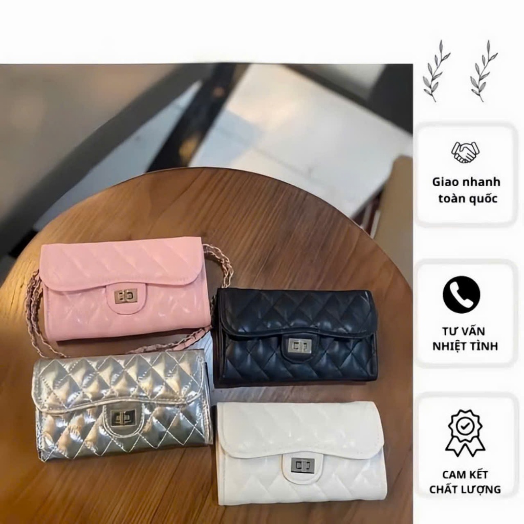 Ví Đeo Chéo Nữ Mini Da PU nhăn nhẹ – Khóa Xoay Sang Trọng, Size 18x12