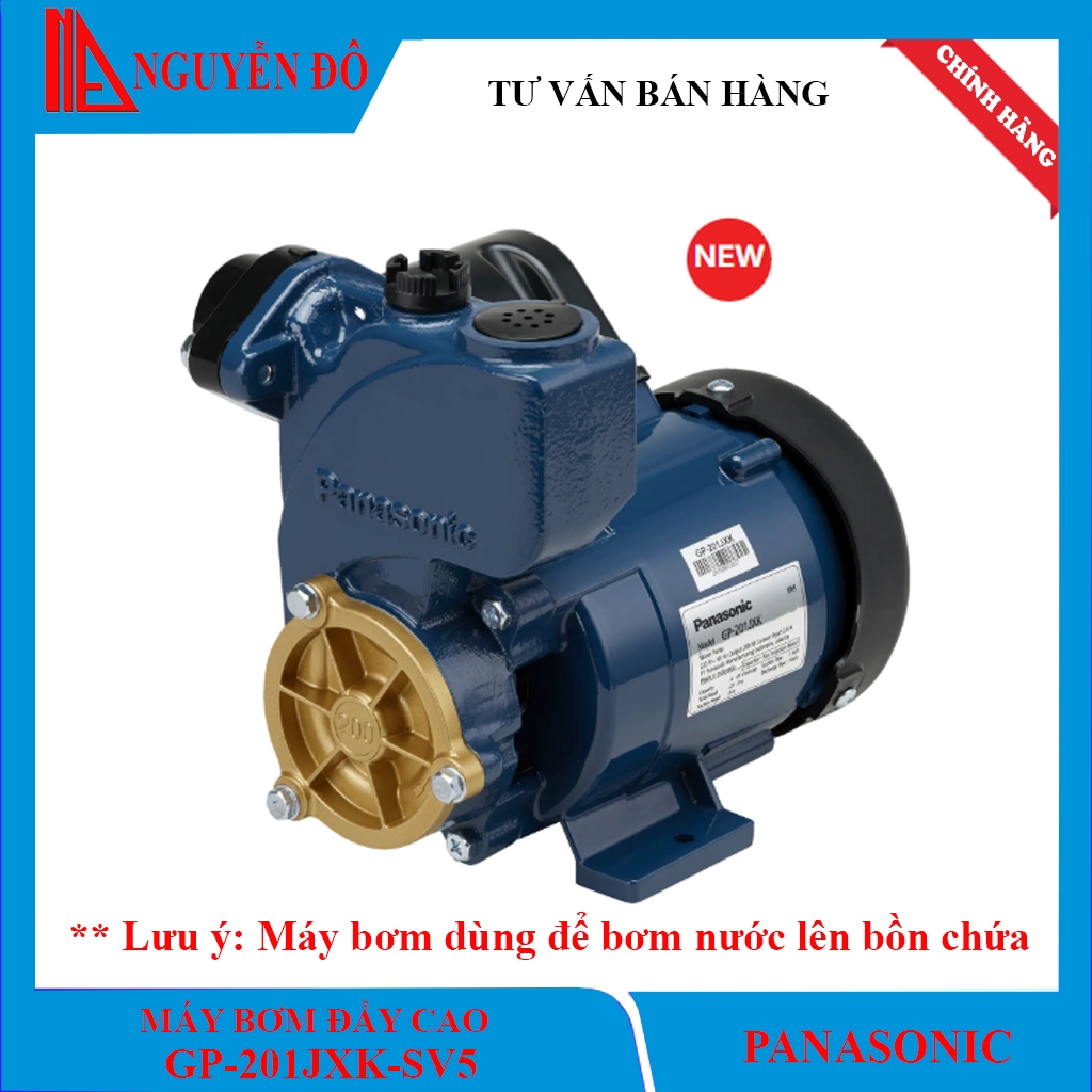 Máy bơm nước Panasonic, máy bơm đẩy cao GP-201JXK-SV5,độ cao hút đẩy tối đa 30m, công suất 200W, lưu
