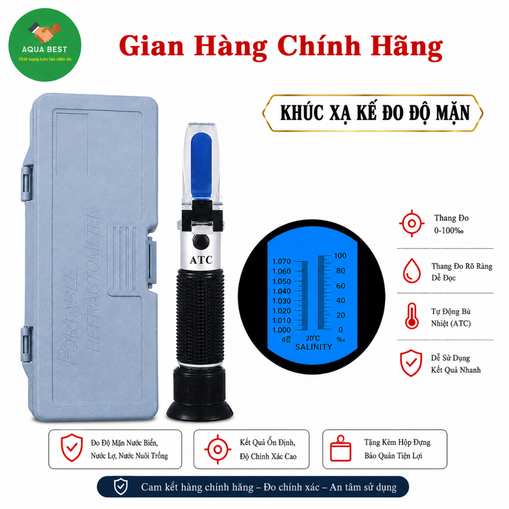 [Chính Hãng] Máy đo độ mặn,khúc xạ kế đo độ mặn 0 - 100‰
