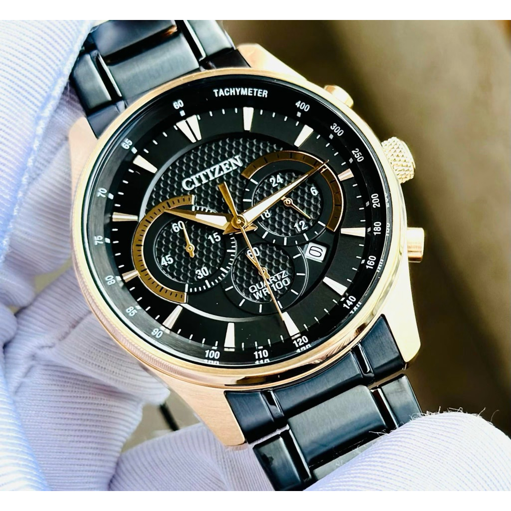 Citizen AN8196-55E Quartz 43mm Black Dial & Stainless Steel Rose Gold Case
