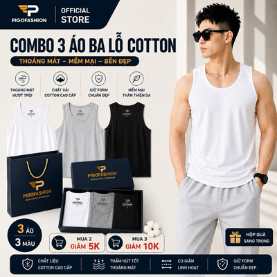 [Combo 3-5-10 Áo] Áo Ba Lỗ Nam 100% Cotton Áo May Ô Nam Mặc Lót, Mặc Nhà Mềm Mịn Không Xù Lông ABL01