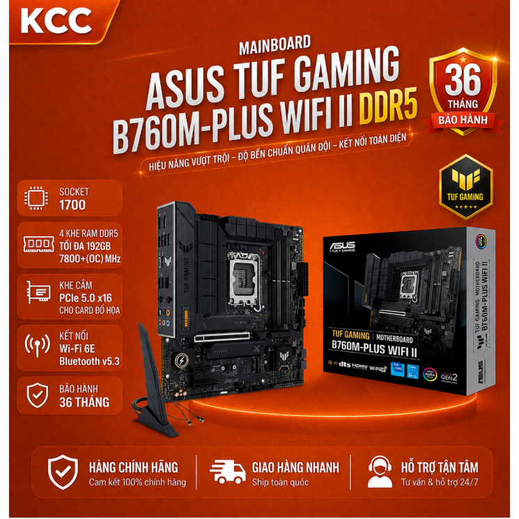 Mainboard ASUS TUF GAMING B760M-PLUS WIFI II DDR5 – Bền bỉ chuẩn TUF, tối ưu gaming & làm việc