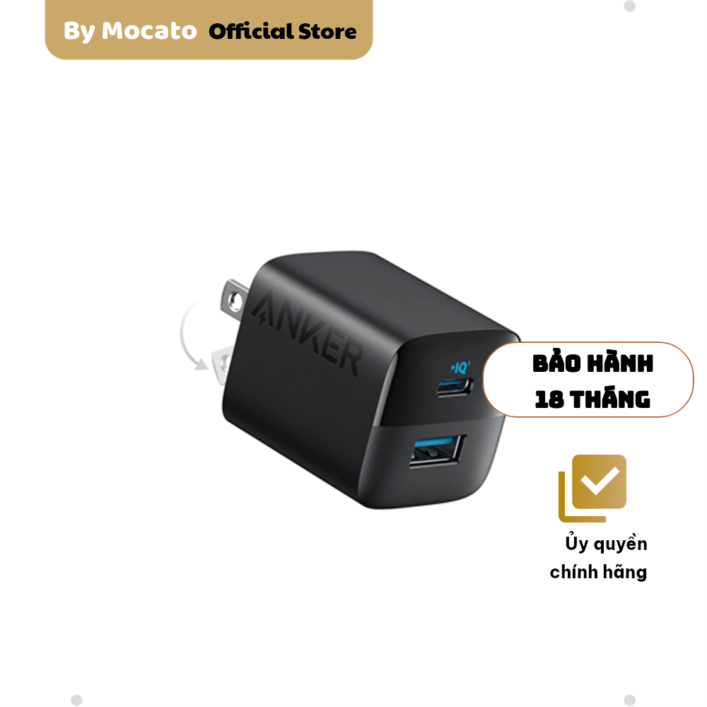 Sạc 2 cổng Anker 323 33W A2331, PowerIQ 3.0, PD, bảo hành 18 tháng