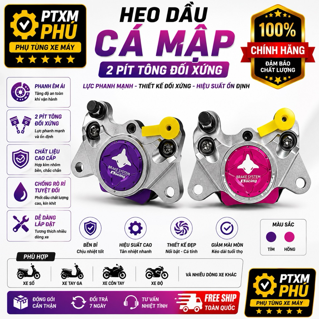 Heo dầu xe điện độ-heo cá mập 2piston