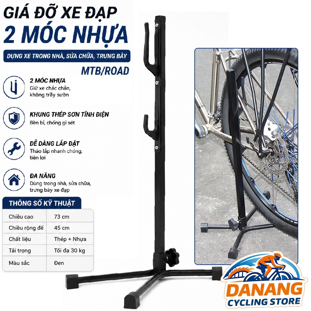 Giá Đỡ Xe Đạp 2 Móc Nhựa – Dựng Xe Trong Nhà, Sửa Chữa, Trưng Bày MTB/Road
