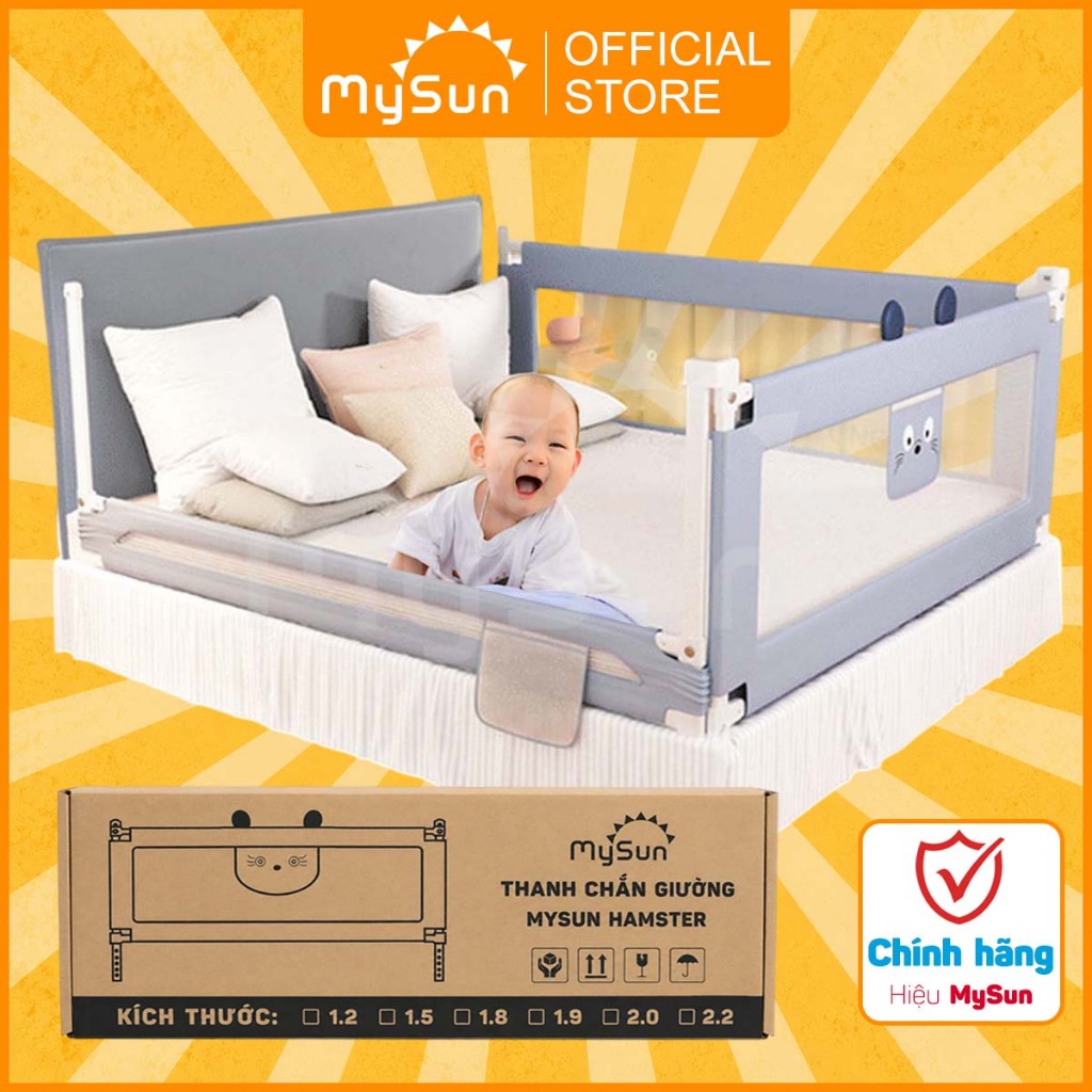 Thanh chắn giường dạng trượt cho bé 1m2 1m5 1m8 1m9 2m2 tấm khung thép an toàn MySun Hamster