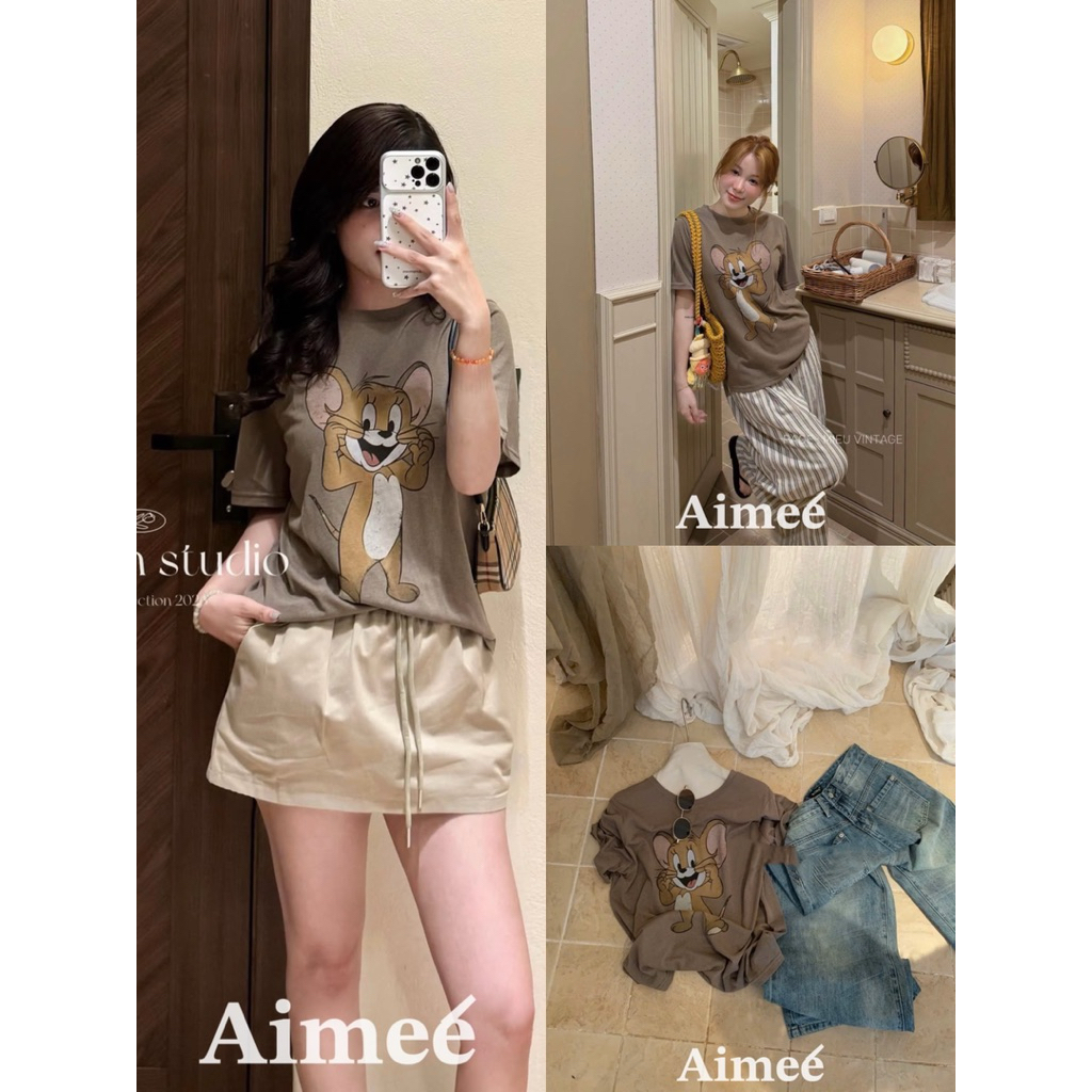 𝐜𝐢𝐧𝐝𝐲.𝐬𝐭𝐮𝐝𝐢𝐨 ÁO THUN NÂU CHUỘT JENNY MIÊU QCCC