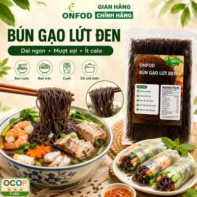 Bún gạo lứt đen hữu cơ ONFOD ăn kiêng giảm cân thực dưỡng eatclean cho người tiểu đường gym yoga bà bầu 500g