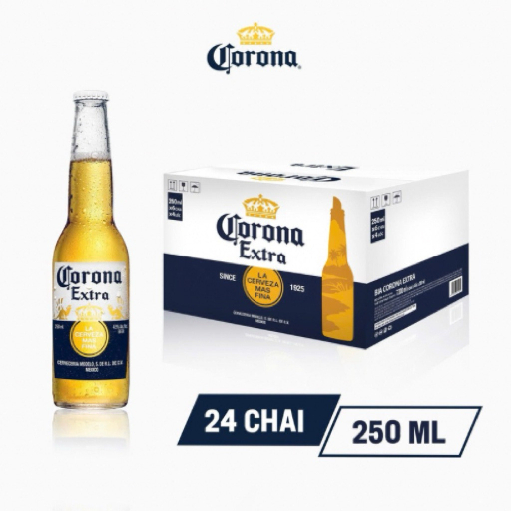 Thùng 24 Chai Bia Corona Extra 250ml Chính Hãng - Bia Mexico Cao Cấp
