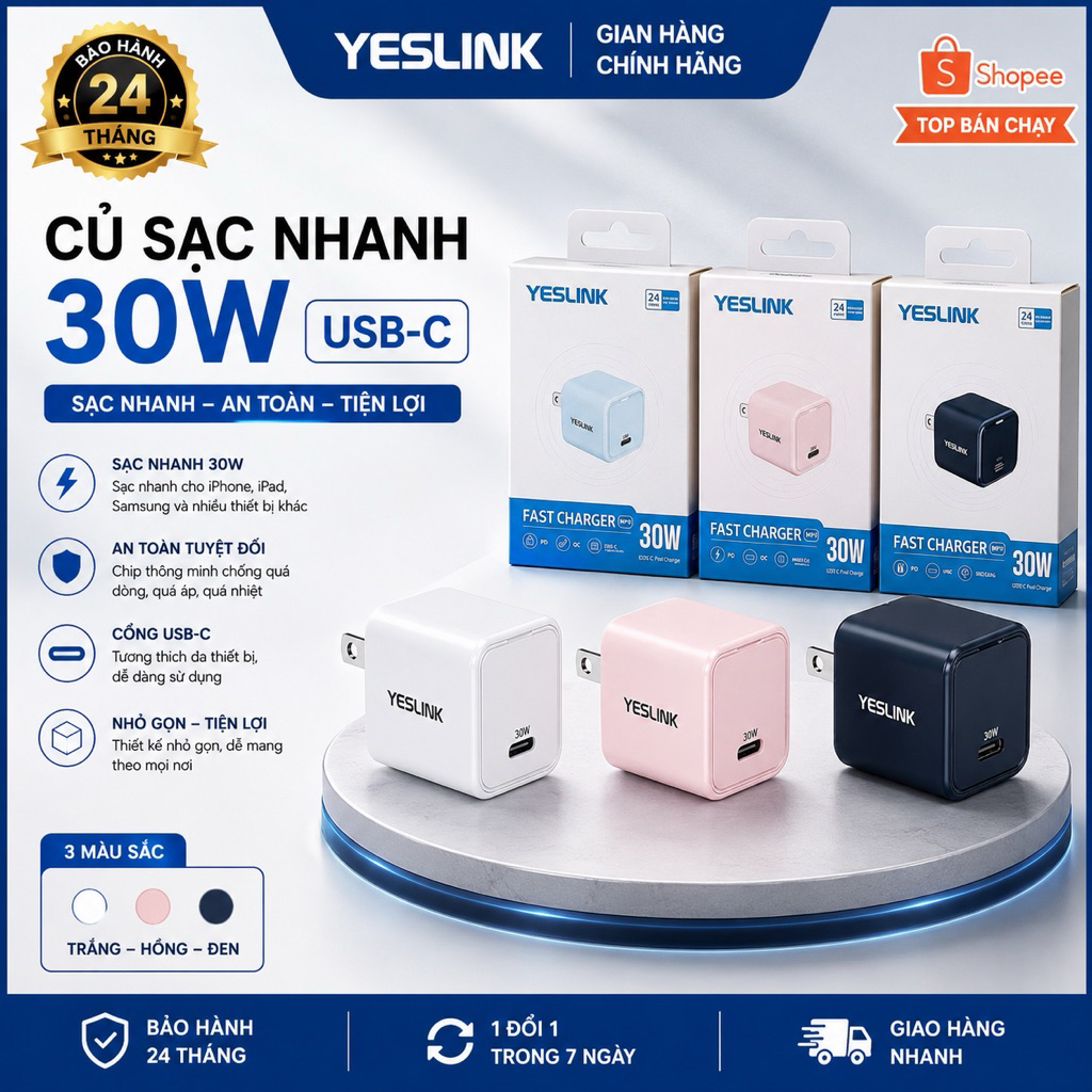 Củ sạc nhanh YESLINK 30W chính hãng Enger