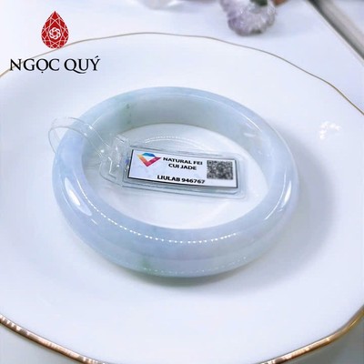 Vòng cẩm thạch A - Vòng phỉ thúy type A bạch ngọc phớt tím hoa bay ni 54 mm VL055 (Kèm kđ) - Ngọc Quý