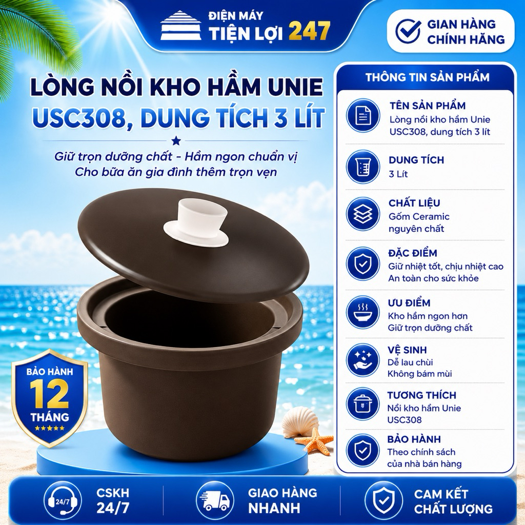 ( Linh kiện ) Lòng nồi kho hầm của Nồi Kho Hầm Unie USC308 - Điện Máy Tiện Lợi 247