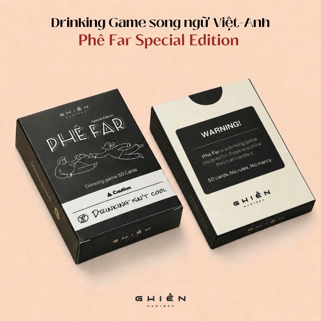 Bộ bài PHÊ FAR phiên bản Đặc Biệt – 50 lá Drinking Game song ngữ Việt-Anh | Ghiền Mystery