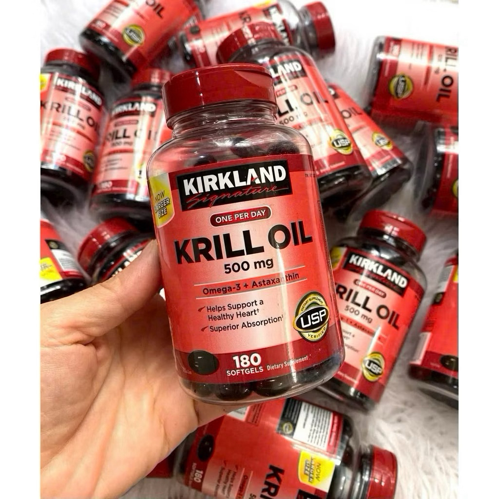 ♥️🤎 [HSD 07/2027] Dầu Nhuyễn Thể Kirkland Krill Oil 500mg 180 viên của Mỹ — Hỗ trợ tim mạch  tăng cư
