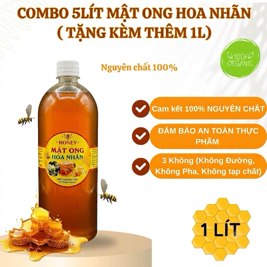 COMBO 5LÍT MẬT ONG HOA NHÃN ( TẶNG KÈM THÊM 1L)