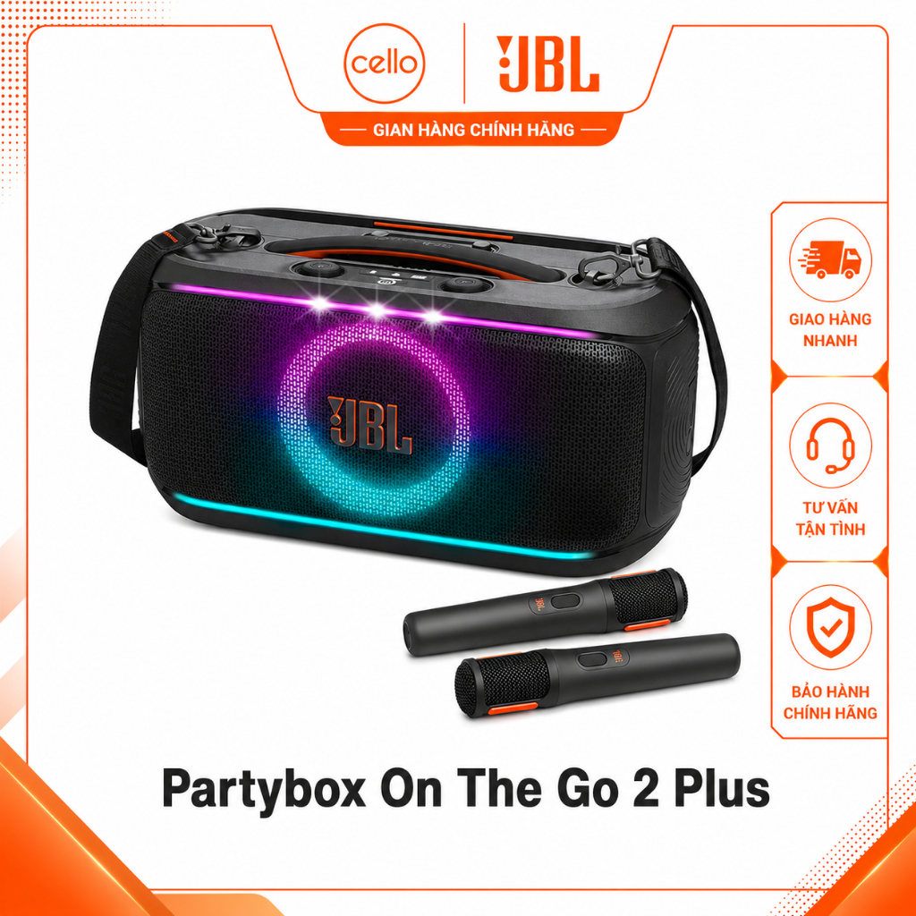 [Partybox On-The-Go 2 Plus] Loa JBL Partybox On-The-Go 2 Plus Chính Hãng PGI, Bảo Hành 12 Tháng, Hàn