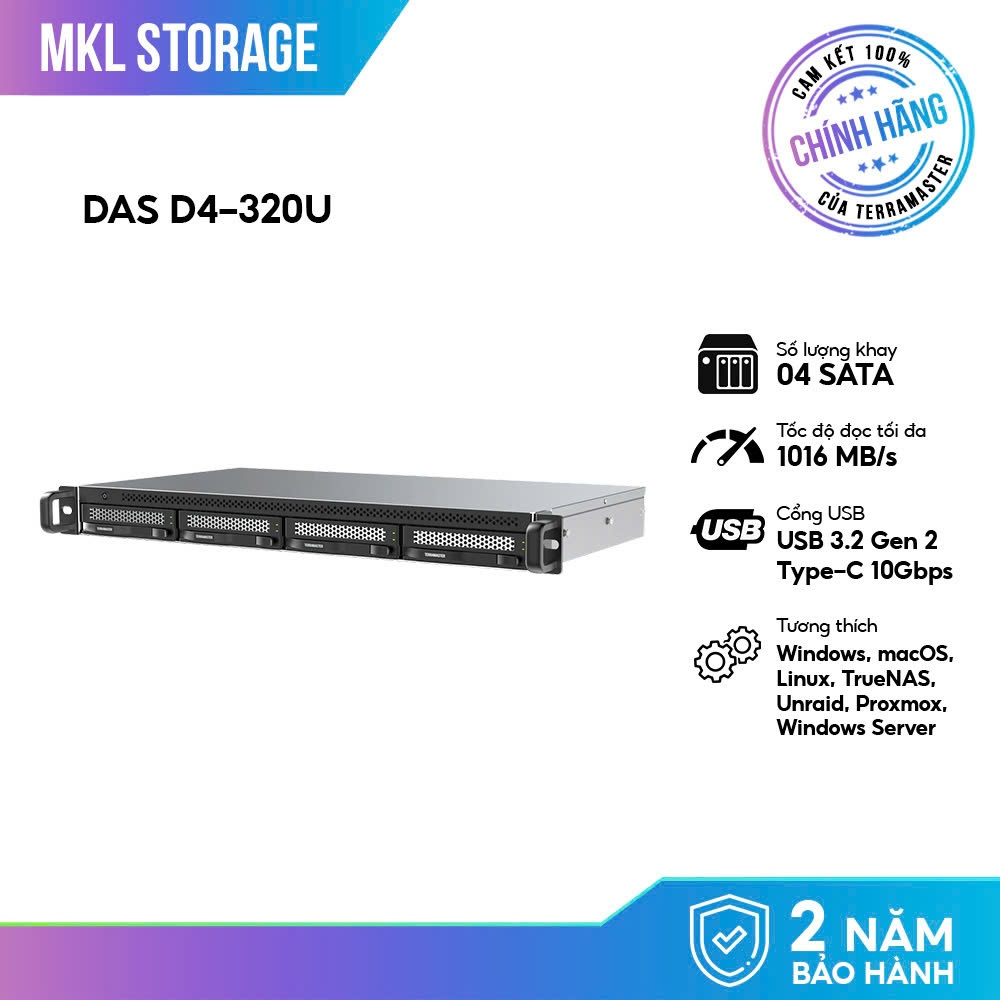 Thiết bị lưu trữ DAS TerraMaster D4-320U 4-bay Rackmount -  MKL Storage