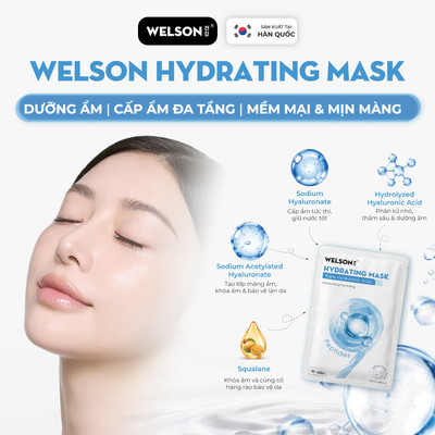 [MIẾNG LẺ] Mặt Nạ Dưỡng Ẩm Da Welson Hydrating Mask 9 Peptides - Triple Hyaluronic Acid 1 miếng/25ml