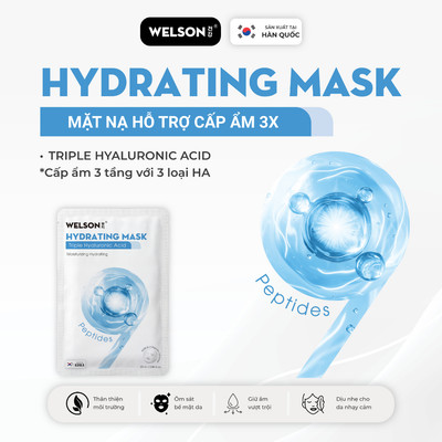 [GIFT][HỘP] Mặt Nạ Dưỡng Ẩm Da Welson Hydrating Mask 9 Peptides - Triple Hyaluronic Acid 10 miếng x 25ml