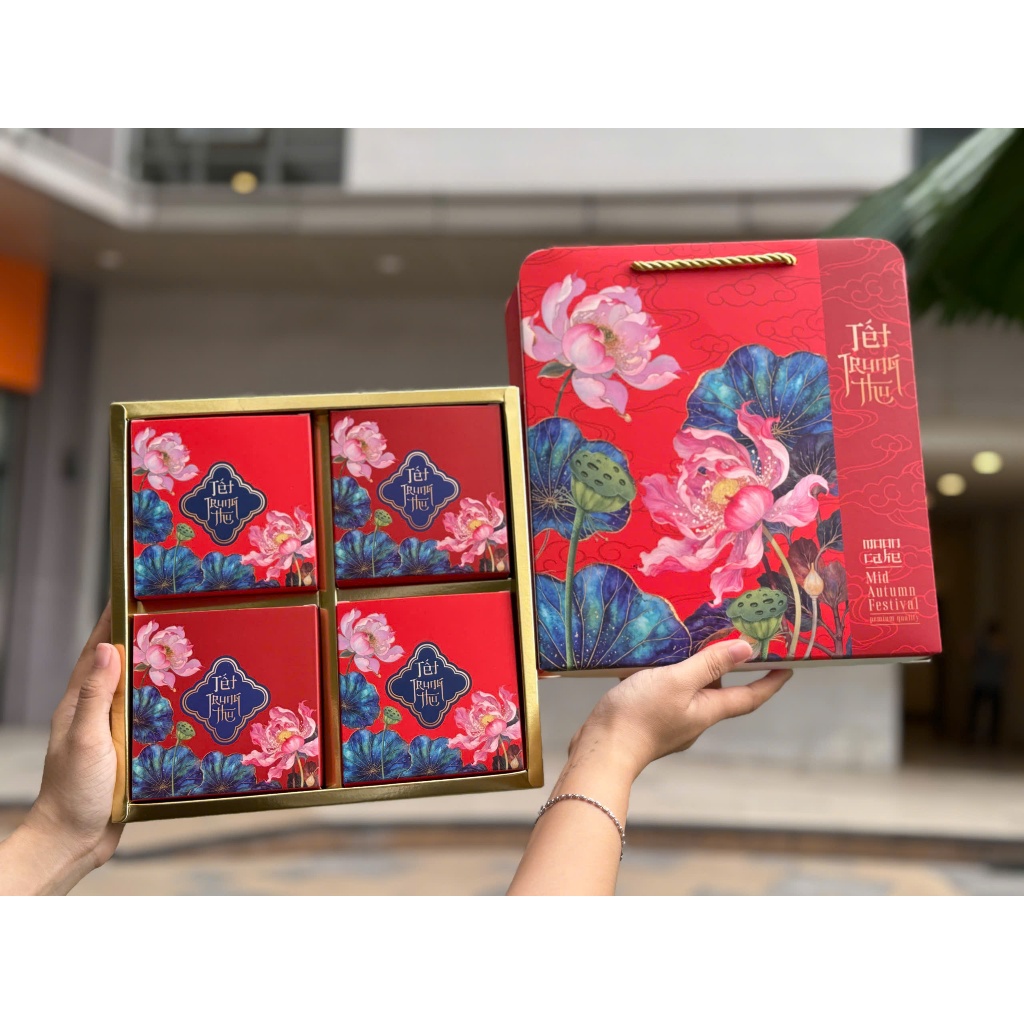 Hộp Quà Trung Thu 4 Bánh (150g - 250g) - Liên Hoa (10 Bộ) – Hộp Đựng Bánh Trung Thu Sang Trọng