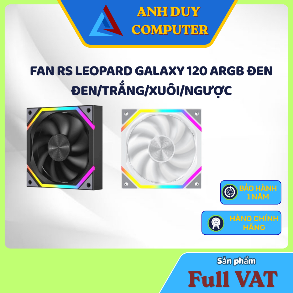 Bộ 3 Chiếc FAN RS LEOPARD GALAXY 120 ARGB ĐEN/TRẮNG/NGƯỢC/XUÔI Chính Hãng Full Vat