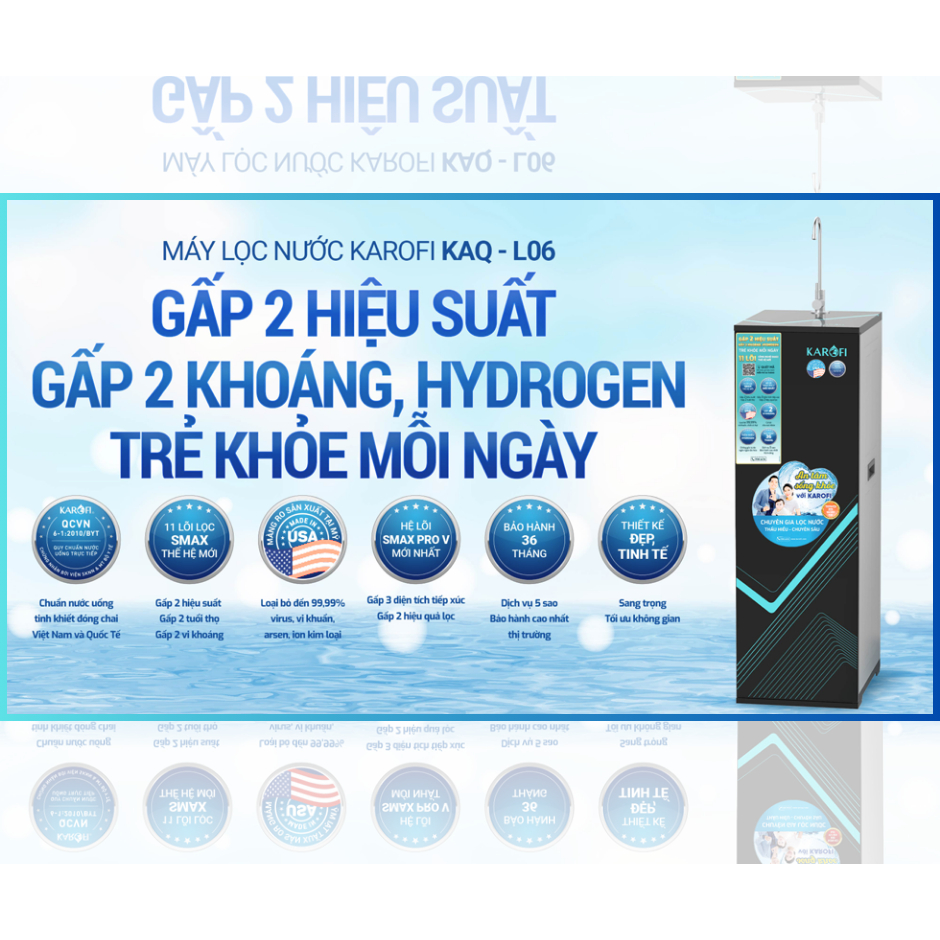 [KAQ-L06] Máy lọc nước RO Karofi KAQ-L06 Màu Đen
