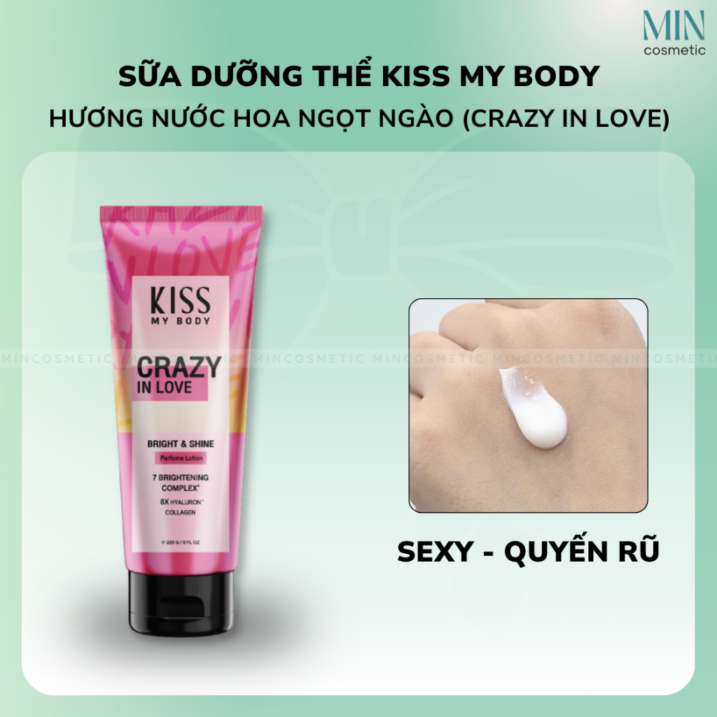 Dưỡng Thể Hương Nước Hoa Kiss My Body Bright & Shine Perfume Lotion #CRAZY IN LOVE 226g – Min Cosmet