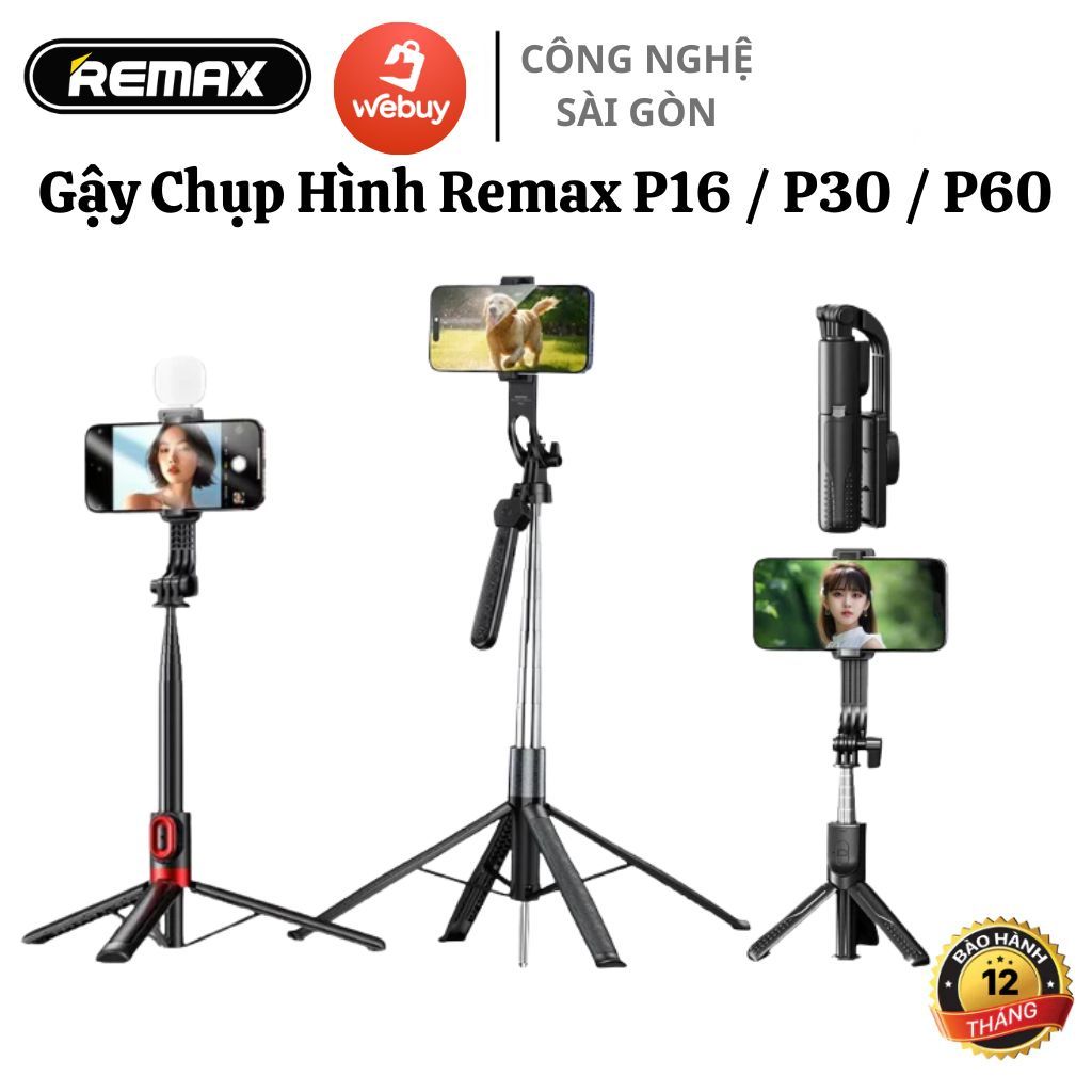 Gậy Chụp Hình Remax P16  P30  P60, Tích Hợp Tripods & Remote Bluetooth, Quay Video Chụp Ảnh Livestre