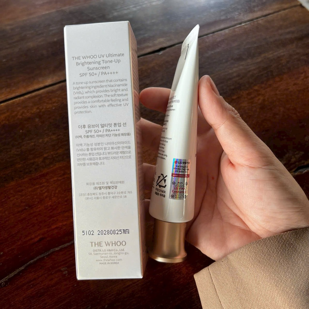 (Tem LG ViNa date 2O28 ) - 5OML - Kem chống nắng lên tone da The Whoo UV Ultimate Tone Up SPF 50/PA+