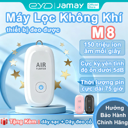 JAMAY M8 Máy lọc không khí di động Tắt tiếng Tuổi thọ pin dài Có thể dùng trên ô tô Chống dị ứng